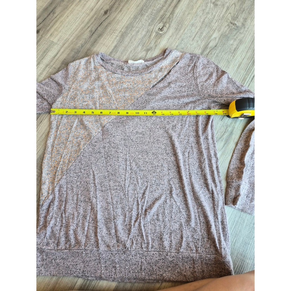 A.gain Womens Long Sleeve Cutout Sequin Top Mauve Purple Heathered Knit Small - Picture 4 of 5